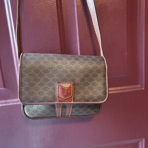 SOLD!!Classic Celine Brown Leather Crossbody Bag